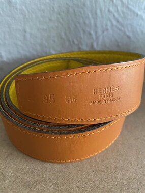 Hermes Orange & Yellow Reversible Belt Strap